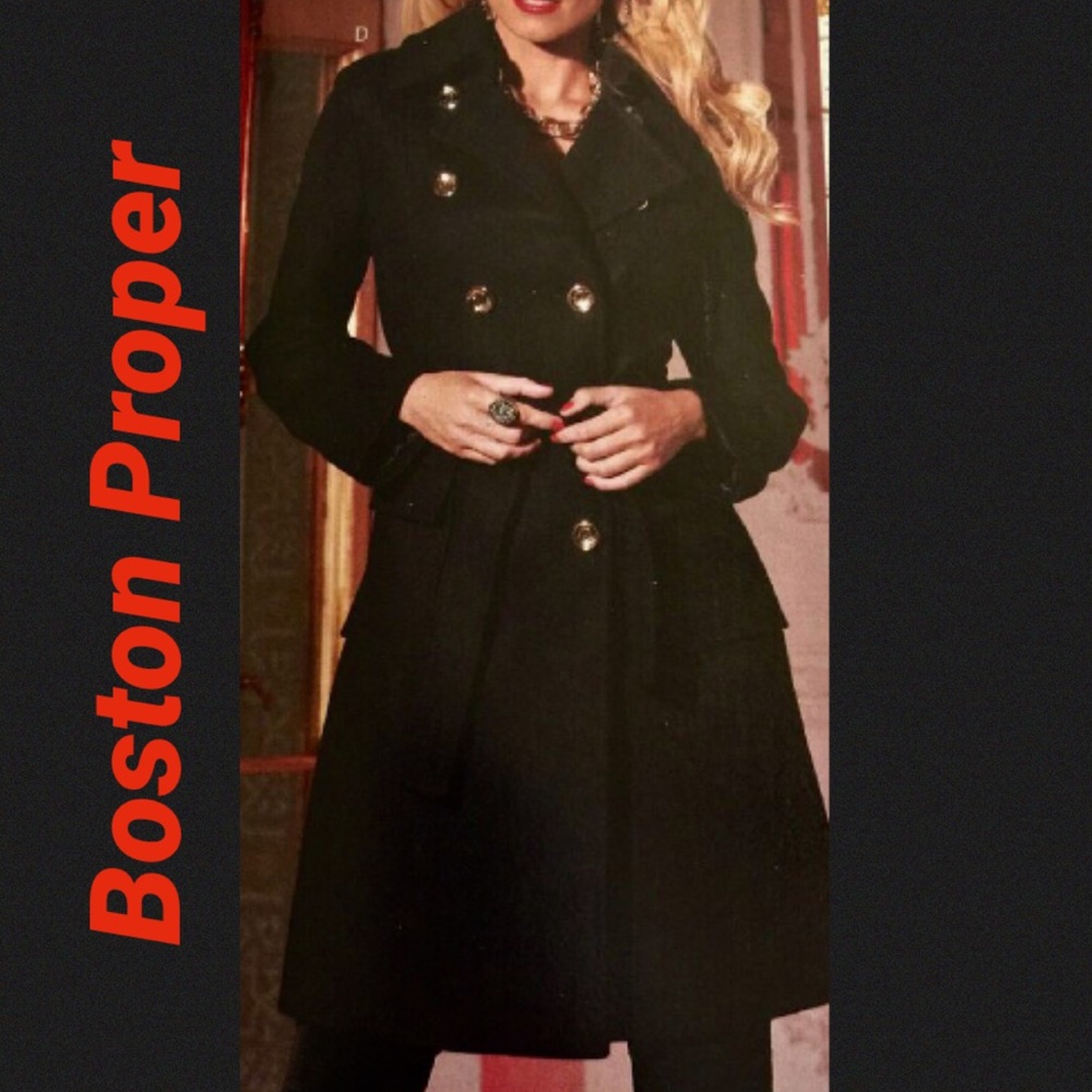 New Boston Proper Classic Wool Coat Double Breast